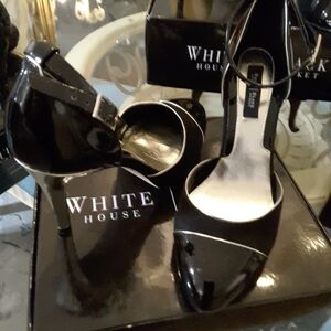 White House Black Market Glossy Black Heels